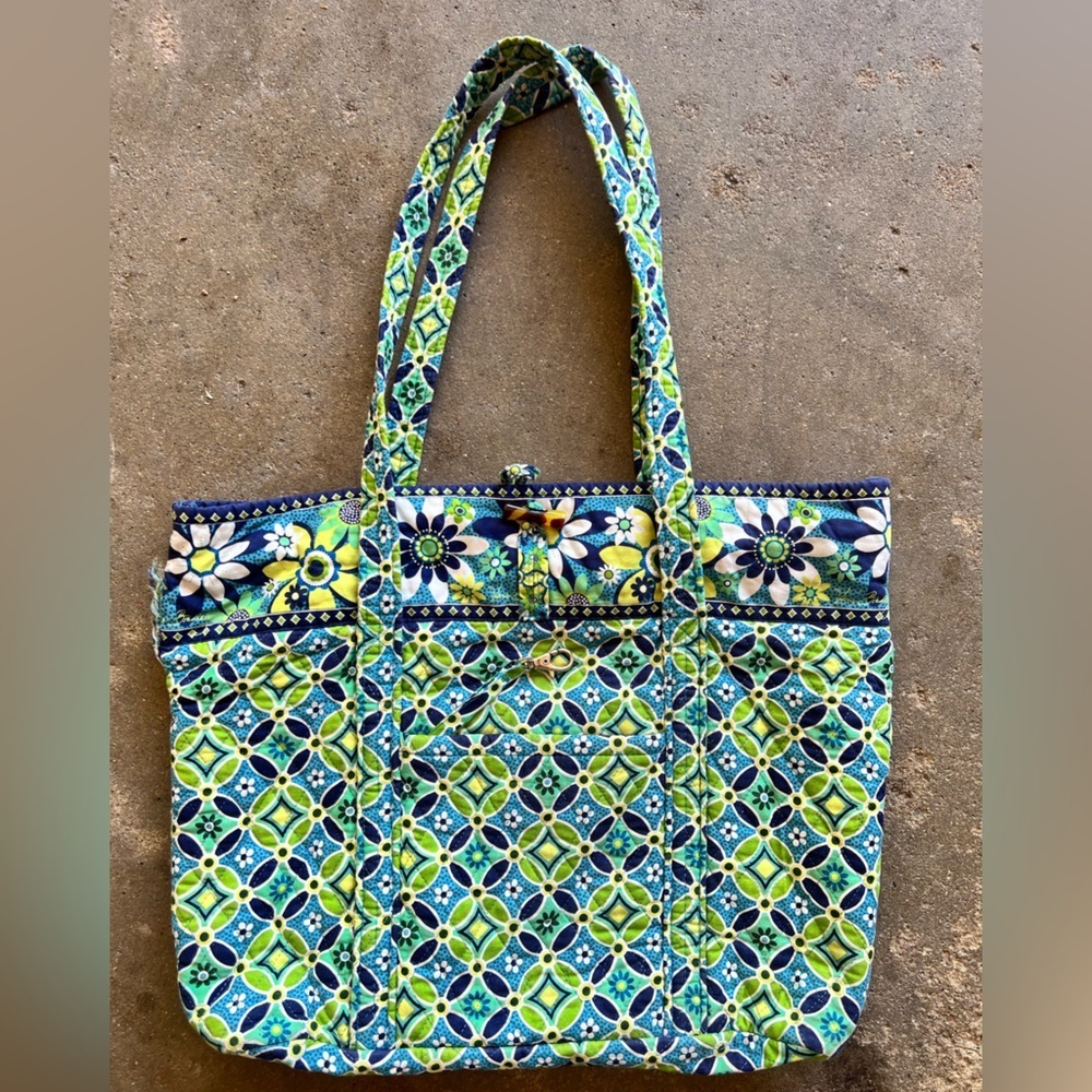 Vera Bradley Patterned Tote Bag - Blue and Green